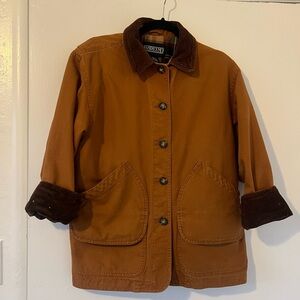 Vintage 90s Lands’ End Barn Jacket in Rich Camel Brown Size Small Petite